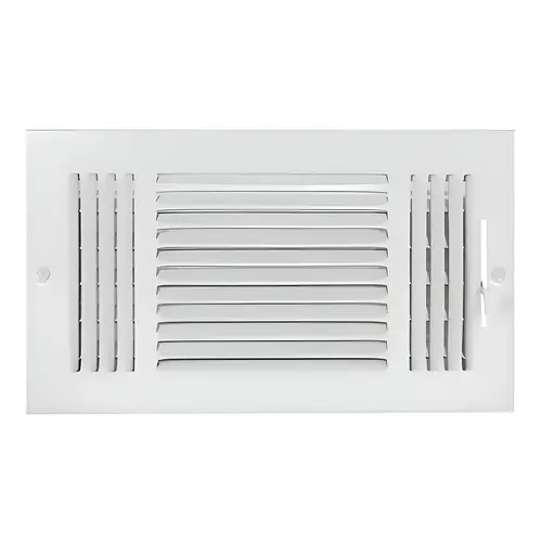 3-WAY SIDEWALL/CEILING REGISTR 61615 WHITE 12"X6" STEEL 3-WAY SIDEWALL/CEILING REGISTR 61615 WHITE 12"X6" STEEL