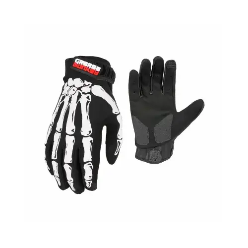 Xtreme Gloves, Synthetic Leather Palm, Bones Design, Men's XL