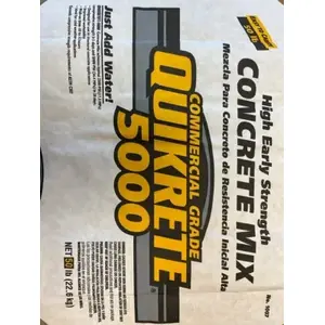 Quikrete 100750 5000 Concrete Mix, Commercial grade, High Early Strength, 50 Lbs.