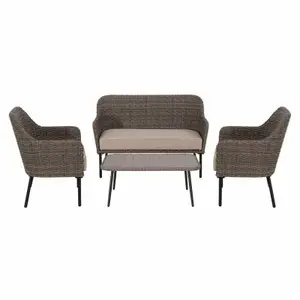 SUNJOY GROUP INTL PTE LTD A203120110 4-Pc. Lorena Wicker Seating Set, Cushioned Loveseat & 2 Chairs, Coffee Table