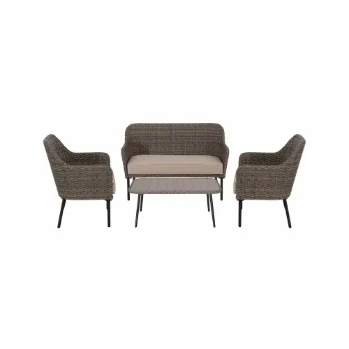 4-Pc. Lorena Wicker Seating Set, Cushioned Loveseat & 2 Chairs, Coffee Table