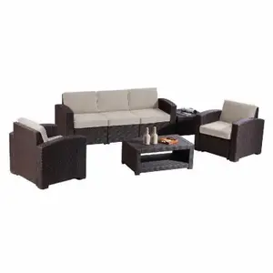 FOREMOST WORLDWIDE CO LTD FH-BMD5PCDS 5-Pc. Bermuda Cushioned Seating Set, Chocolate Frames, Sofa, 2 Chairs, 2 Tables