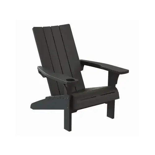 Keter Modern Adirondack Chair, Cup Holder, Black Resin Keter Modern Adirondack Chair, Cup Holder, Black Resin