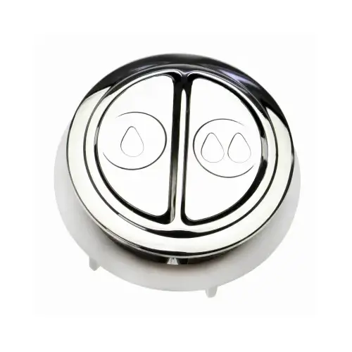 Dual Flush Push Button, Plastic, Chrome, For: Tank Lid Mount Dual Flush Valve Toilets