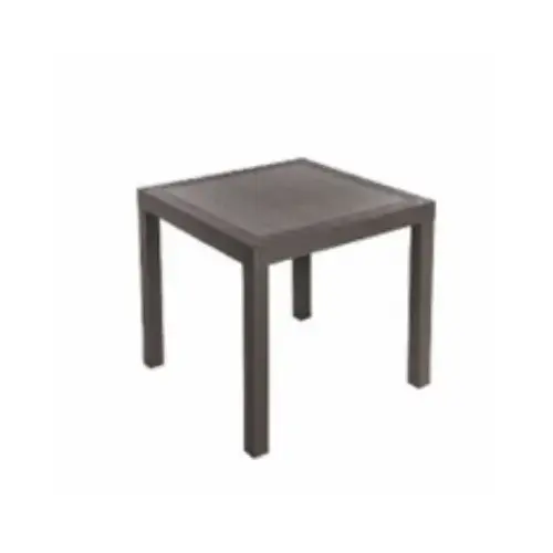 Rattan-Look Side Table, Brown Plastic, 31 In. Square