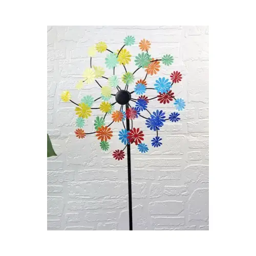 Solar LED Wind Spinner Stick Light, Multi Color Flowers, Crackle Glass Ball, 43 In. High Solar LED Wind Spinner Stick Light, Multi Color Flowers, Crackle Glass Ball, 43 In. High