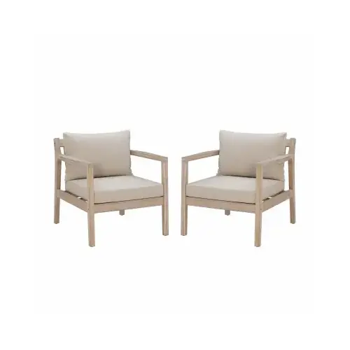Set of 2 Svana Wood Side Chairs, Beige Cushions pair Set of 2 Svana Wood Side Chairs, Beige Cushions pair