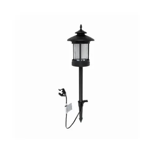 Pathway Light, Black Metal, Crackle Glass Lens, 18 In. High Pathway Light, Black Metal, Crackle Glass Lens, 18 In. High
