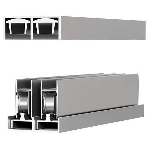 1/4" Aluminum Track Assembly, Sliding Door Hardware, 60" Length, Satin Clear Anodized Finish, For Service Windows And Doors