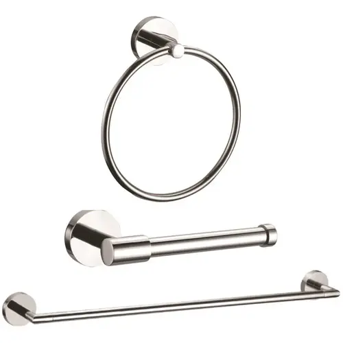Westwind Chrome Kit 24" Towel Bar, Toilet Paper, Towel Ring
