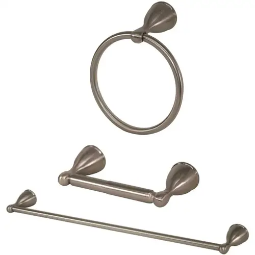 Anchor Point 24" Brushed Nickel Towel Bar, Tollet Paper Holder, Towel Ring 3 Piece Kit