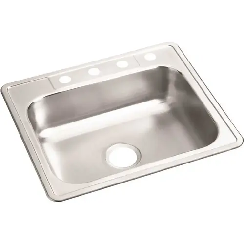 Dayton Stainless Steel 25" X 22" X 6-9/16" 4-Hole Single Bowl Drop-In Sink