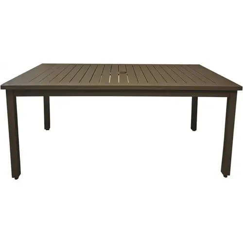 69x39 Inch Easy-To-clean Slatted Aluminum Table, Fusion Bronze