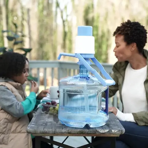 Water Bottle Pump W/Handle Portable/Manual 3 - 5 gal White Plastic White