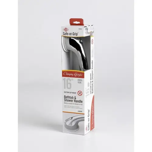 Suction Cup Grab Bar 16" L Chrome Plastic Chrome Suction Cup Grab Bar 16" L Chrome Plastic Chrome