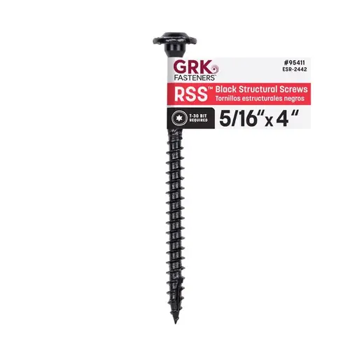 Structural Wood Screws RSS 5/16 or No. 15" X 4" L Star Black W-Cut Black - pack of 50 Structural Wood Screws RSS 5/16 or No. 15" X 4" L Star Black W-Cut Black - pack of 50