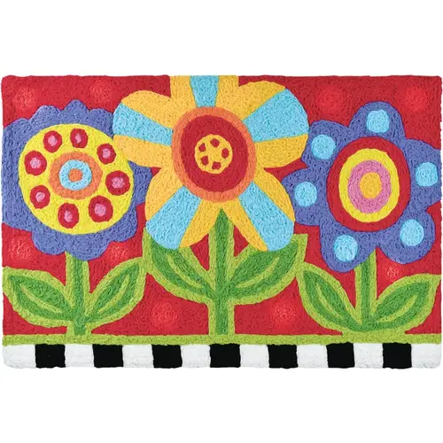 Accent Rug 20" W X 30" L Multi-Color Pop Art Garden Polyester Multi-Color