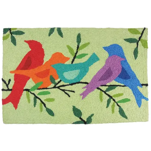 Accent Rug 20" W X 30" L Multi-Color Morning Song Birds Polyester Multi-Color