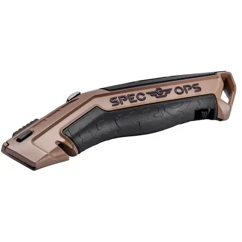 Spec Ops Utility Knife, 2-1/2 in L Blade, Steel Blade, Pistol Grip Handle, Black/Flat Dark Earth Handle