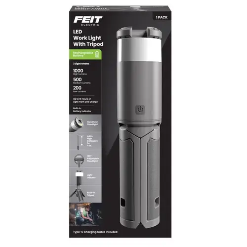 Work Light w/Tripod 1000 lm LED Rechargeable Tripod