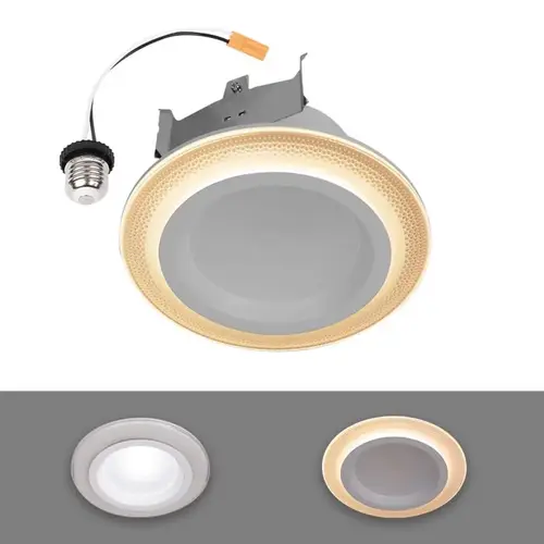 Recessed Downlight with Nightlight Trim Warm White 4" W LED 9.5 W Warm White Recessed Downlight with Nightlight Trim Warm White 4" W LED 9.5 W Warm White