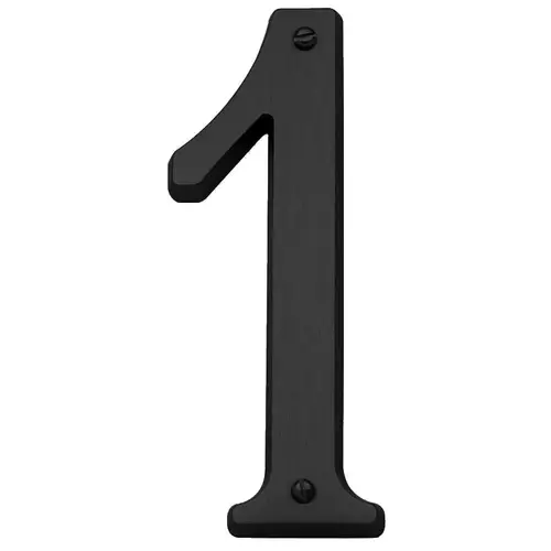 4-3/4" Carded House Number # 1 Flat Satin Black Finish 4-3/4" Carded House Number # 1 Flat Satin Black Finish
