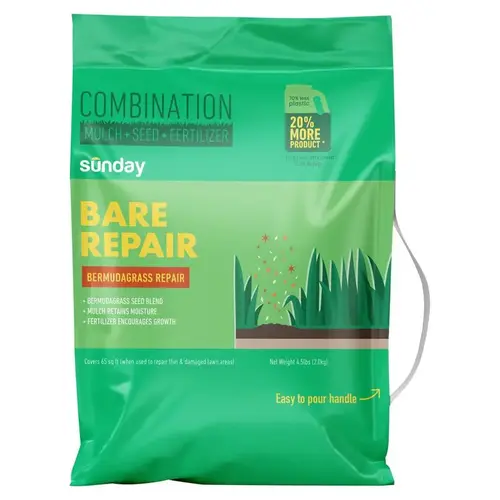 Fertilizer/Mulch/Seed Bare Repair Bermuda Grass Full Sun 4.5 lb. capacity Fertilizer/Mulch/Seed Bare Repair Bermuda Grass Full Sun 4.5 lb. capacity