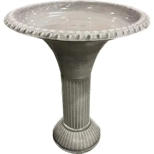 Bird Bath Ironstone Gray Metal 23.5" Gray