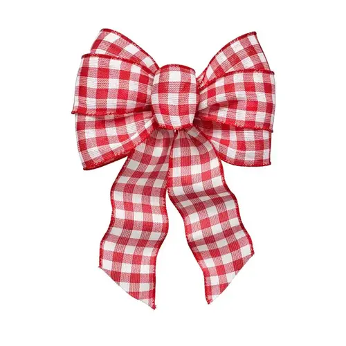 Christmas Bow Red/White Gingham Plaid Wired 14" Red/White - pack of 12 Christmas Bow Red/White Gingham Plaid Wired 14" Red/White - pack of 12