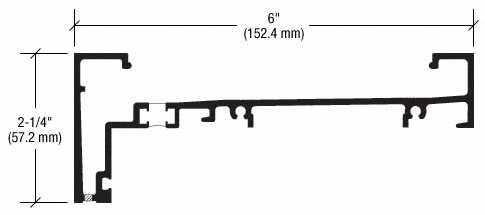 CRL-U.S. Aluminum RT65252 White KYNAR Paint 6" Head Mullion for 1" Glazing, Thermally Improved - 24'-2" Stock Length