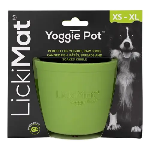 Slow Feeder Yoggie Pot Green Rubber For Dogs Green