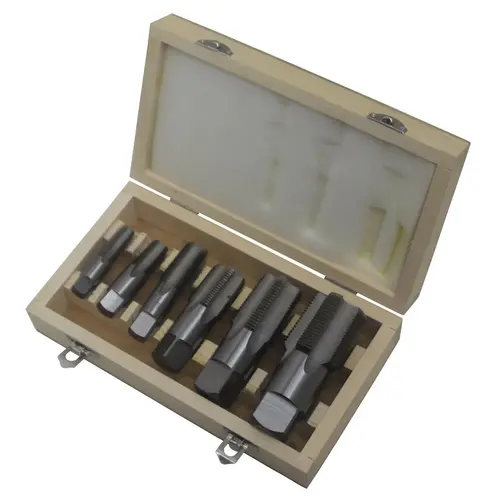 Set 6 Piece High Speed Steel NPT Pipe Tap Set Uncoated (Bright) Set 6 Piece High Speed Steel NPT Pipe Tap Set Uncoated (Bright)