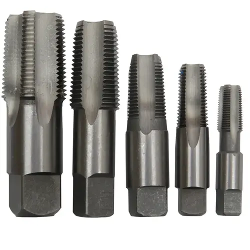 Set 5 Piece Carbon Steel NPT Pipe Tap Set Uncoated (Bright) Set 5 Piece Carbon Steel NPT Pipe Tap Set Uncoated (Bright)