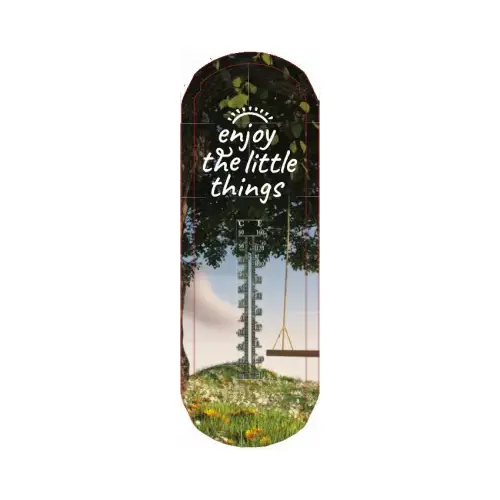 Metal "Enjoy the Little Things" Thermometer, Indoor/Outdoor, 17 In. Metal "Enjoy the Little Things" Thermometer, Indoor/Outdoor, 17 In.