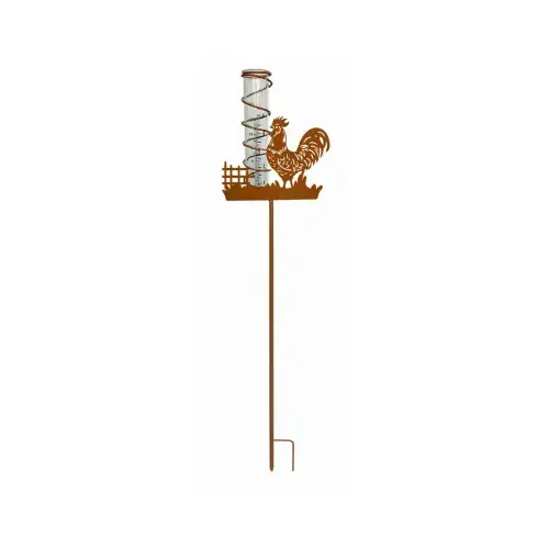 Rooster Rain Gauge, Metal, Staked