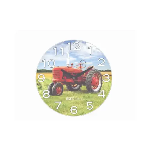Tractor Wall Clock, Indoor/Outdoor Use, 12.5 In.