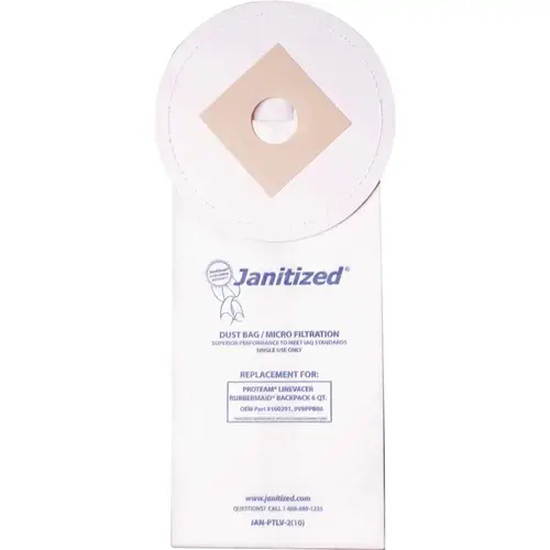 Vacuum Bag for ProTeam LineVacer & Rubbermaid BP 9VBP06Equivalent to 100291, 9VBPPB06 White