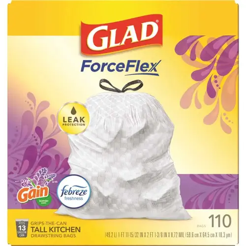 Forceflex Tall Kitchen Bags 1 Gal Gain Lavender With Febreze Forceflex Tall Kitchen Bags 1 Gal Gain Lavender With Febreze