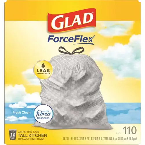 Forceflex Tall Drawstring Bag 1 Gal Clean Scent Febreze