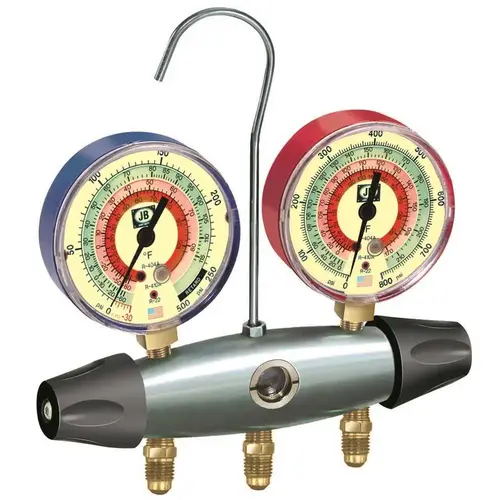 Zeppelin 2-Valve Aluminum Charging Manifold Assembly for r-22, r-404a, and r-410a Multi