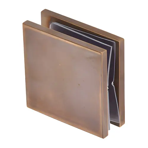 Vintage Brass Square Style Hole-in-Glass Fixed Panel U-Clamp