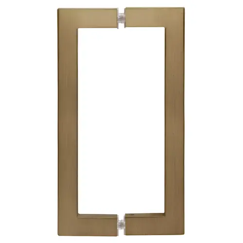 Dark Brushed Bronze 8" X 8" SQ Series Square Tubing Back-To-Back Pull Handles, Brass Material, 8" Center-To-Center
