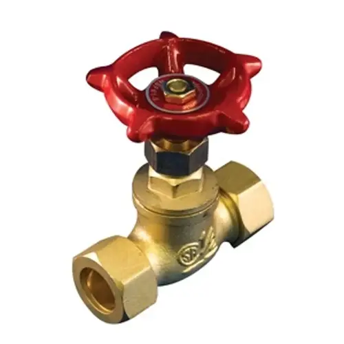 Stop Valve, 1/2 in Connection, Compression, 125 psi Pressure, Brass Body