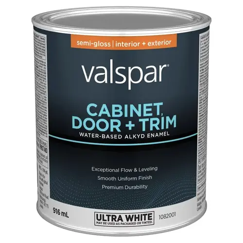 Cabinet Door and Trim Oil Enriched Enamel, Water, Semi-Gloss, Ultra White, 1 qt - pack of 4