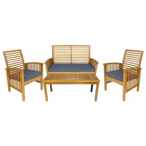 Sequoia Conversation Set, Acacia Hardwood, Natural, 4-Piece