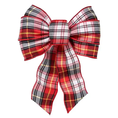Plaid Wired Bow, Red/White/Black/Gold, 8.5 in x 14 in - pack of 12 Plaid Wired Bow, Red/White/Black/Gold, 8.5 in x 14 in - pack of 12