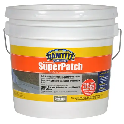 SuperPatch 0 Waterproofing Mortar, Gray, 7 lb, Pail