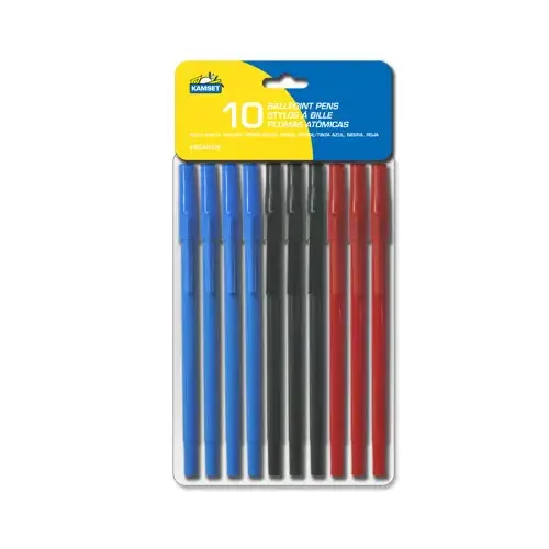 Ballpoint Pens Blue, Black, Red pack of 10