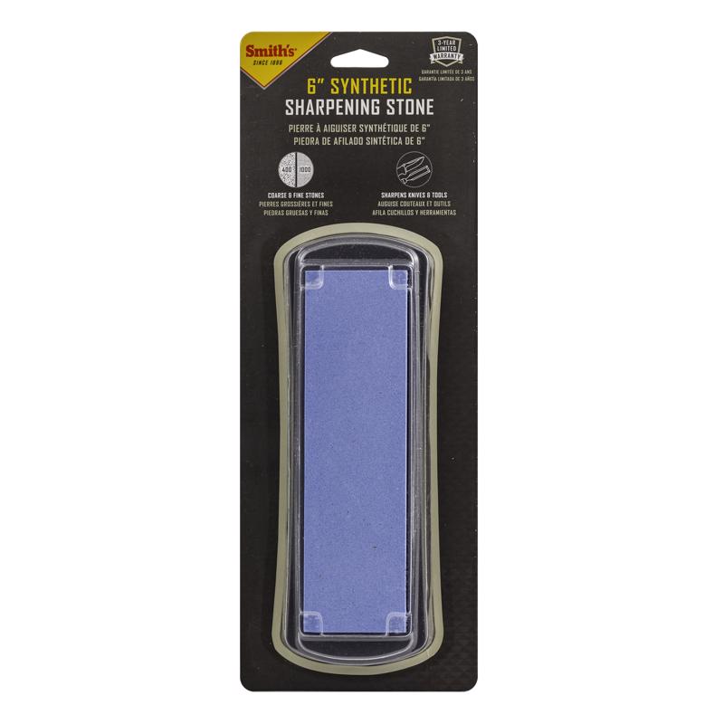 Smith's 51314 Double-Sided Sharpener 6" L Dual Grit Whetstone Arkansas/Synthetic 400/1000 Grit Gray