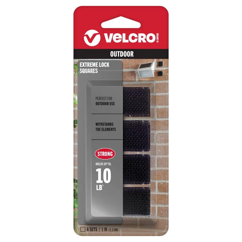 VELCRO Brand Alfa-Lok 1 In. x 3 In. 15 Lb. Capacity Black Square Tape Strip (4 Sets) VEL-30177-USA VELCRO Brand Alfa-Lok 1 In. x 3 In. 15 Lb. Capacity Black Square Tape Strip (4 Sets) VEL-30177-USA
